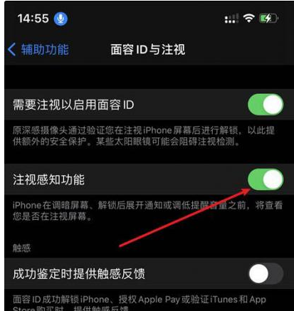 板芙镇苹果14维修网点分享iPhone14注视感知功能有什么用 